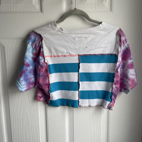 One Of A Kind! Rare Hand-Made Grandmothergoods Brooklyn patchwork Crop Top Tee - Picture 3 of 5